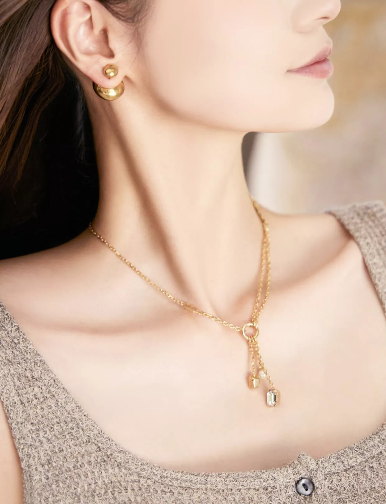 디올 진주 크리스털 CD 로고 체인 목걸이 상세 이미지 17