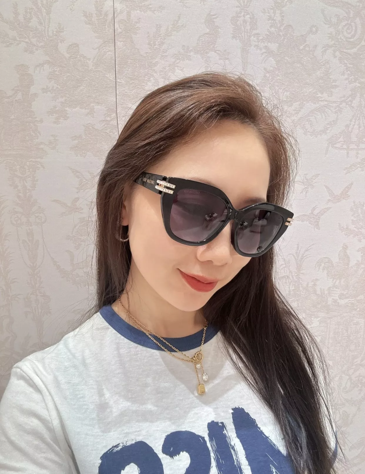 디올 진주 크리스털 CD 로고 체인 목걸이 상세 이미지 20