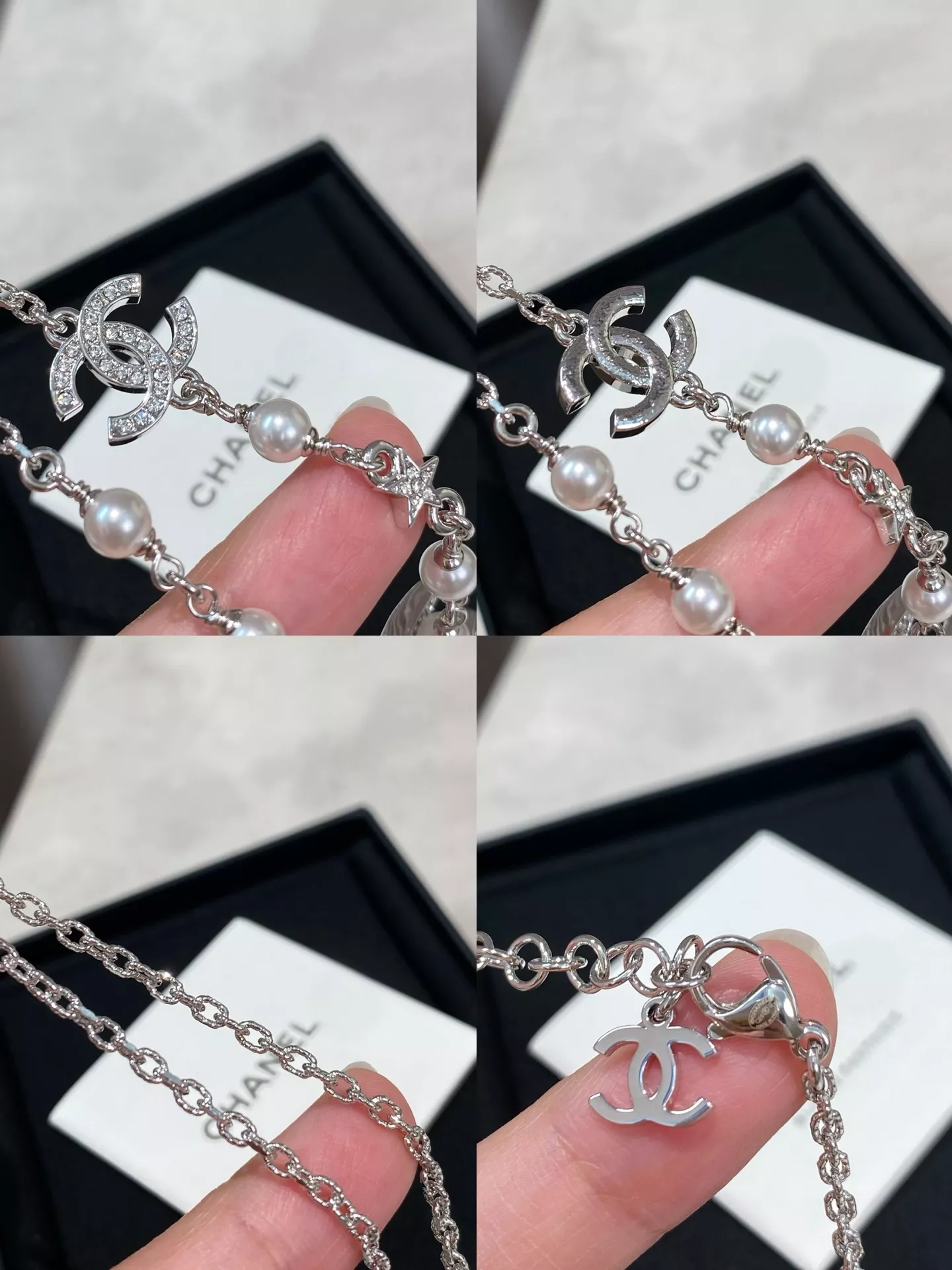 샤넬 진주 장식 더블 C 버드 모티브 목걸이 상세 이미지 9