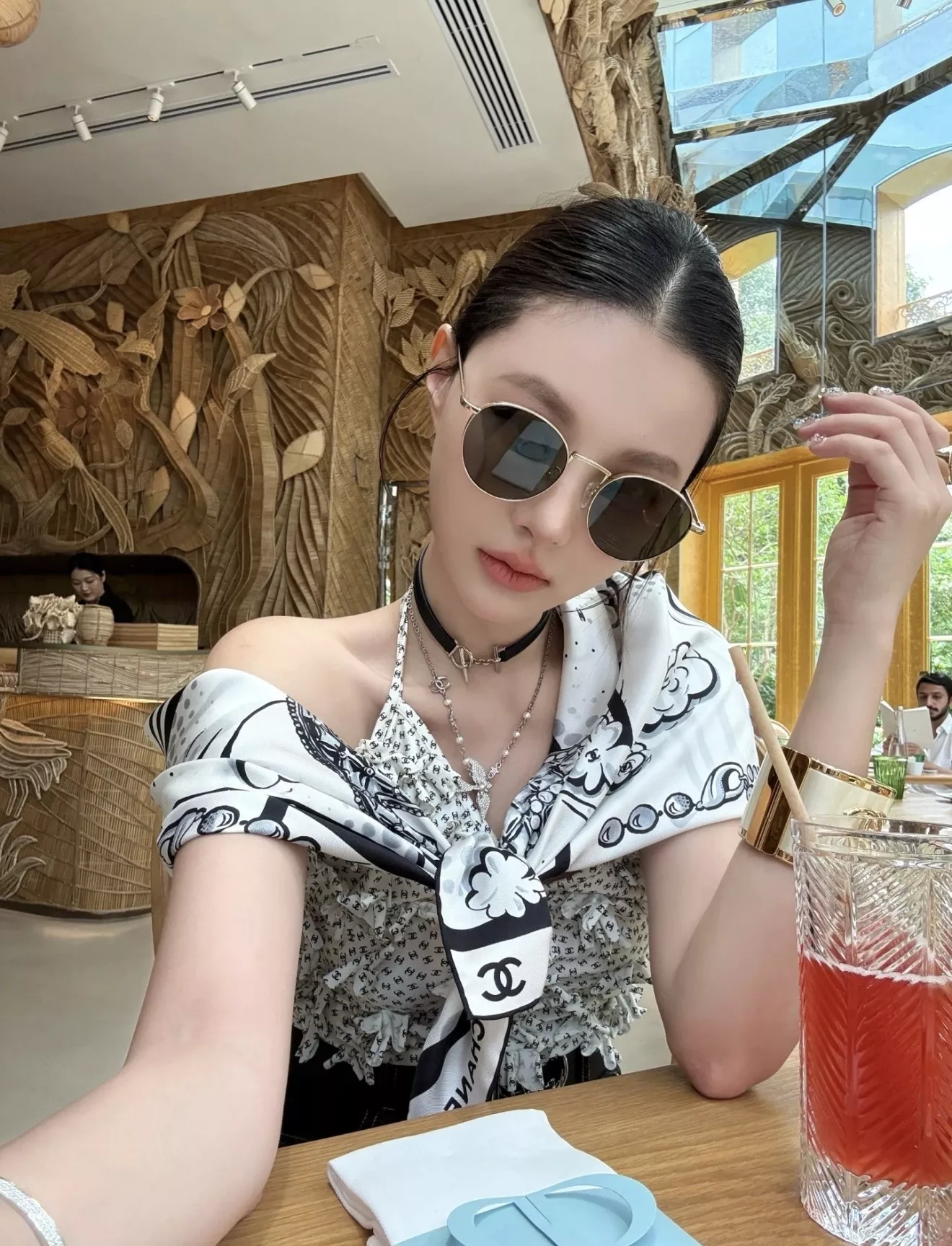 샤넬 진주 장식 더블 C 버드 모티브 목걸이 상세 이미지 22