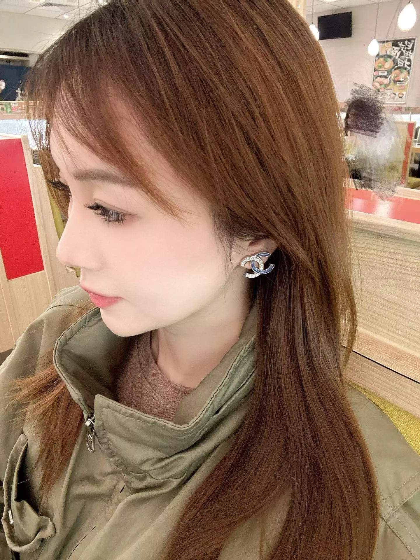 샤넬 블루 데님 패턴 더블 C 스톤 귀걸이 상세 이미지 10