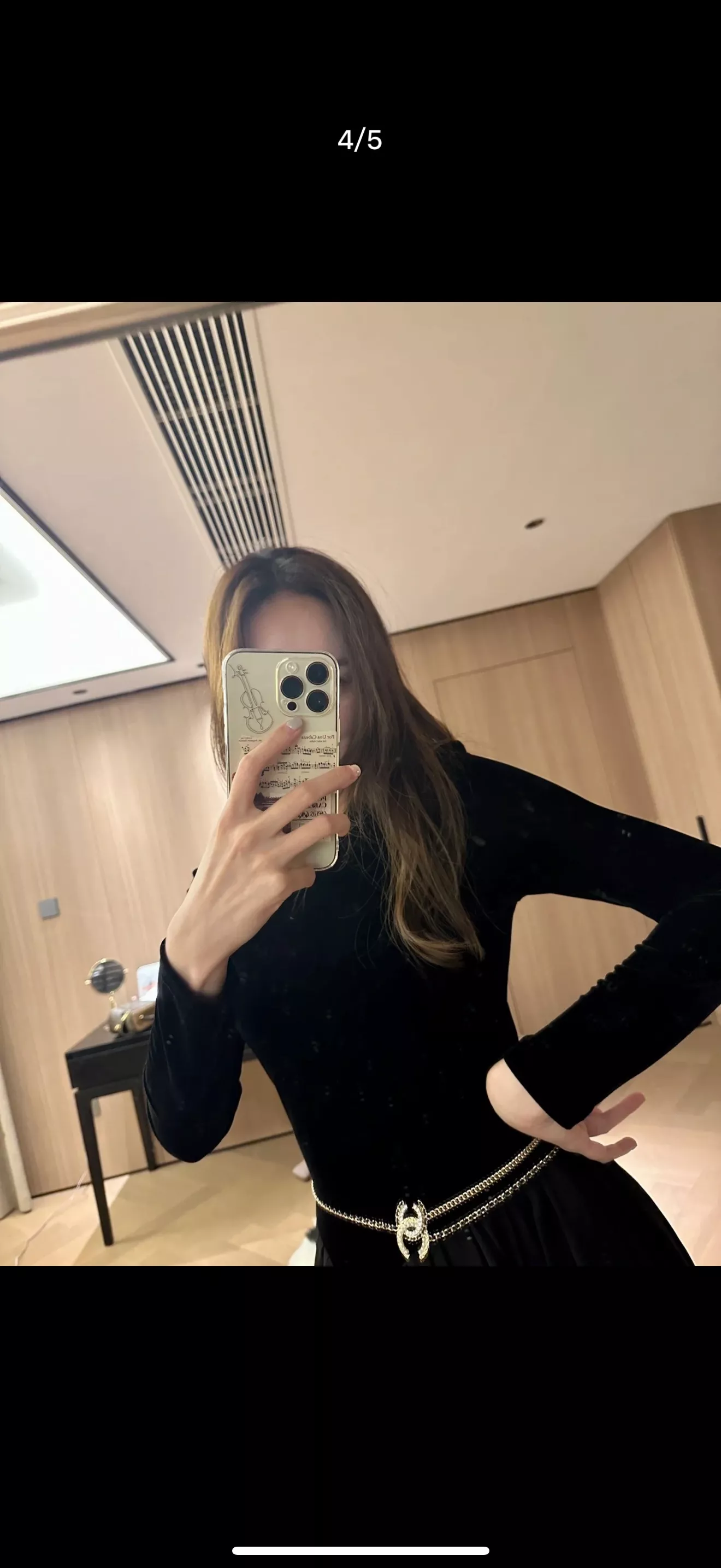샤넬 퀼팅 램스킨 진주 더블 C 체인벨트 상세 이미지 12