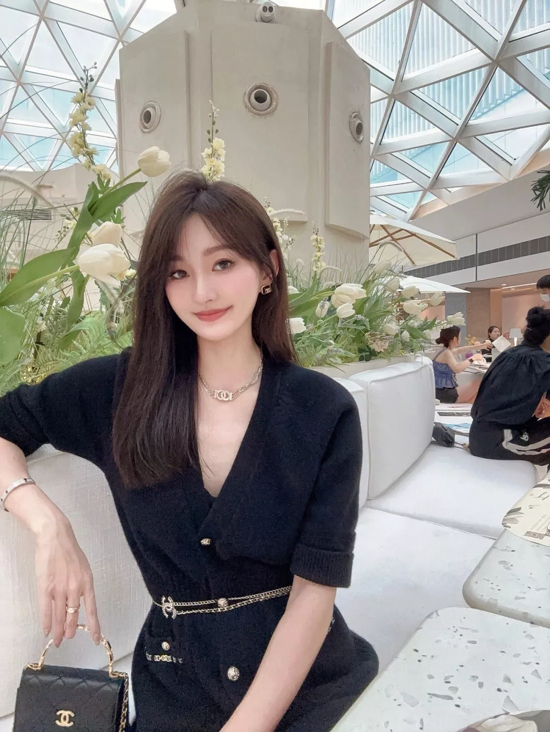 샤넬 퀼팅 램스킨 진주 더블 C 체인벨트 상세 이미지 13