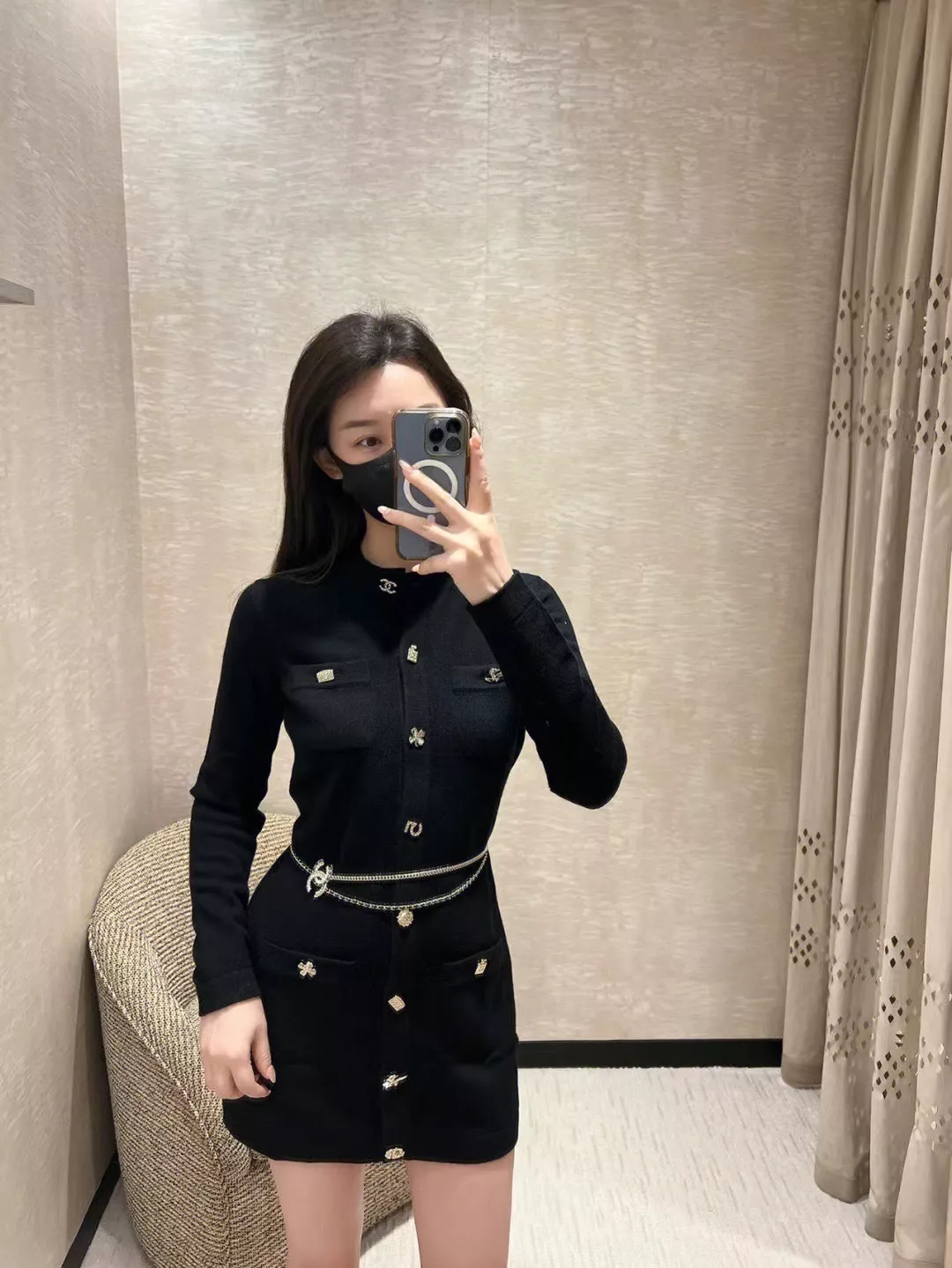 샤넬 퀼팅 램스킨 진주 더블 C 체인벨트 상세 이미지 15