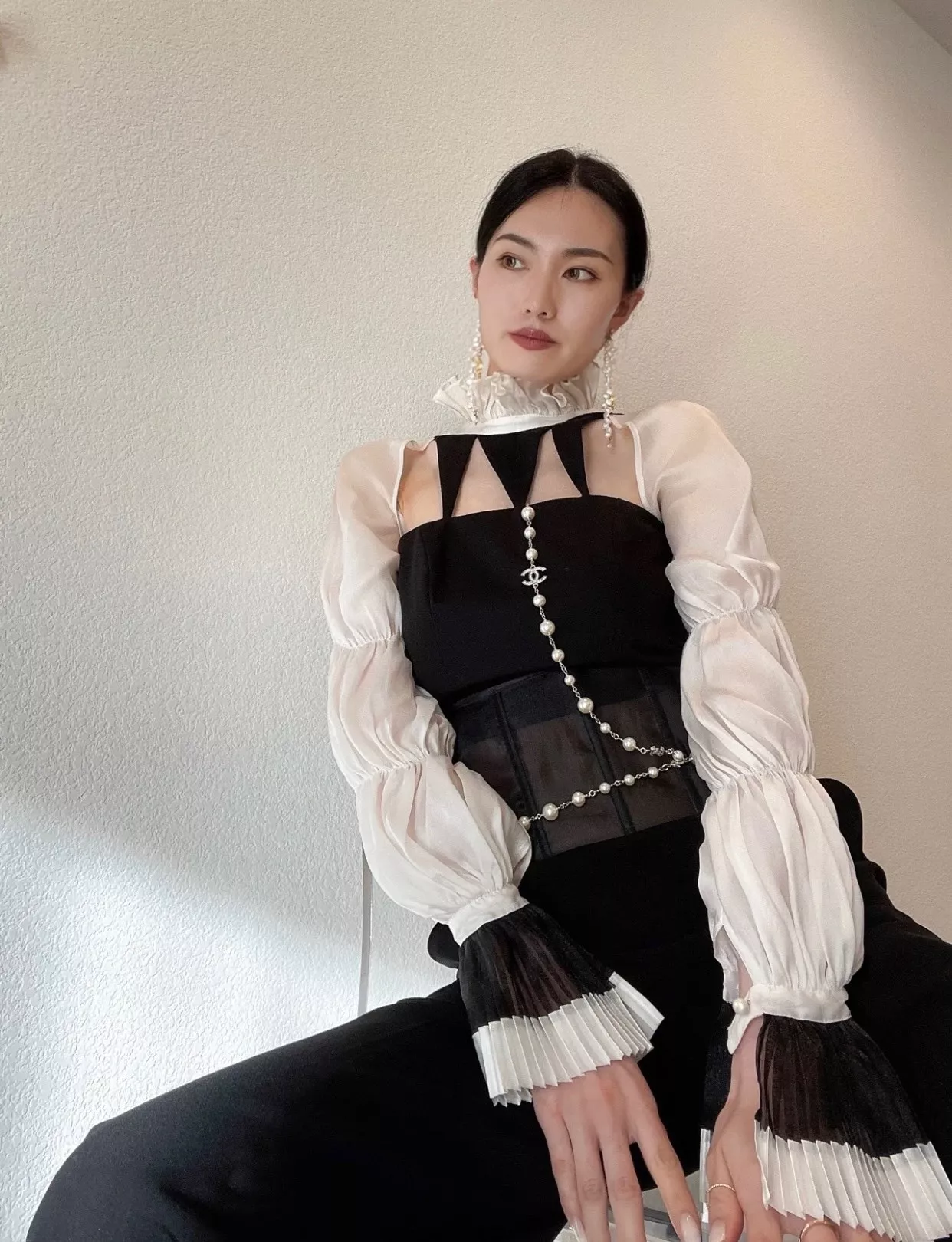 샤넬 진주 더블 C 양면 장식 롱 목걸이 상세 이미지 20