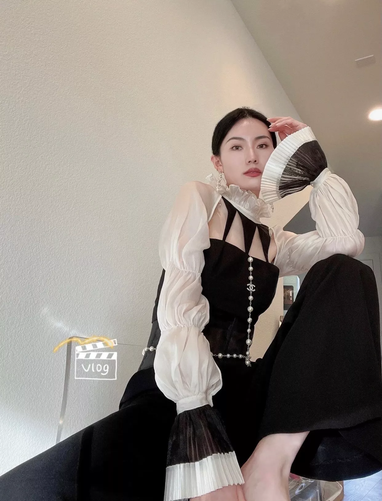 샤넬 진주 더블 C 양면 장식 롱 목걸이 상세 이미지 21