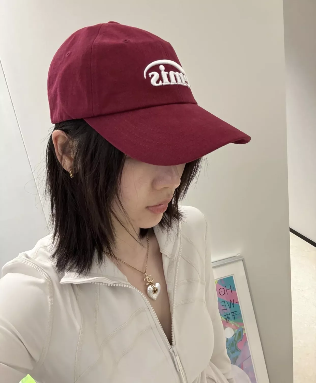 샤넬 골드 더블 C 화이트 하트 펜던트 목걸이 상세 이미지 25