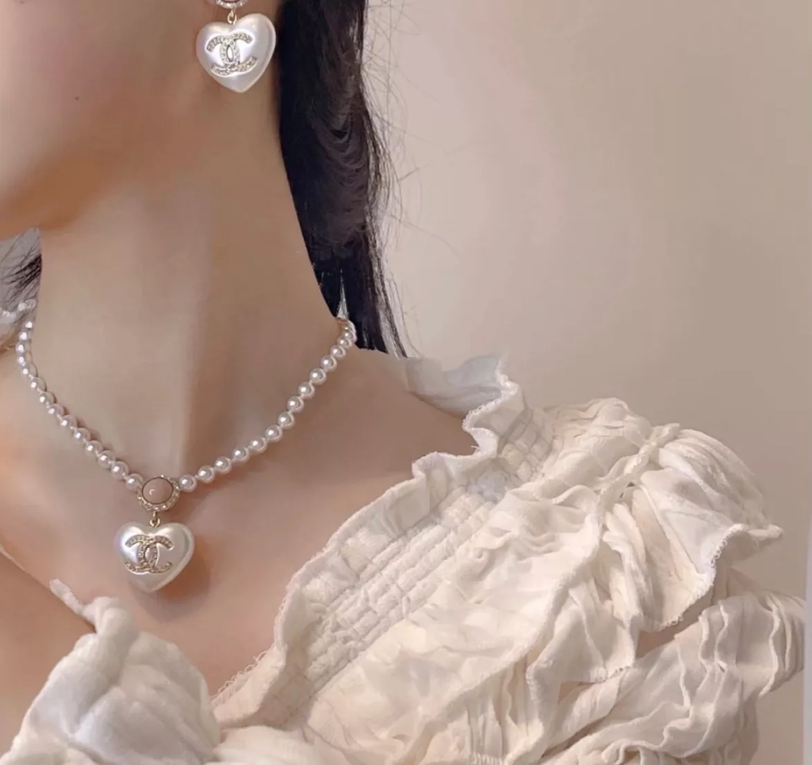 샤넬 진주 하트 펜던트 목걸이 상세 이미지 23