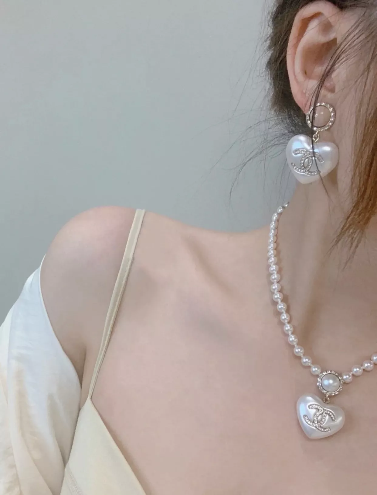 샤넬 진주 하트 펜던트 목걸이 상세 이미지 33