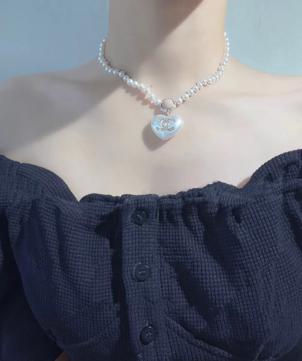 샤넬 진주 하트 펜던트 목걸이 상세 이미지 20