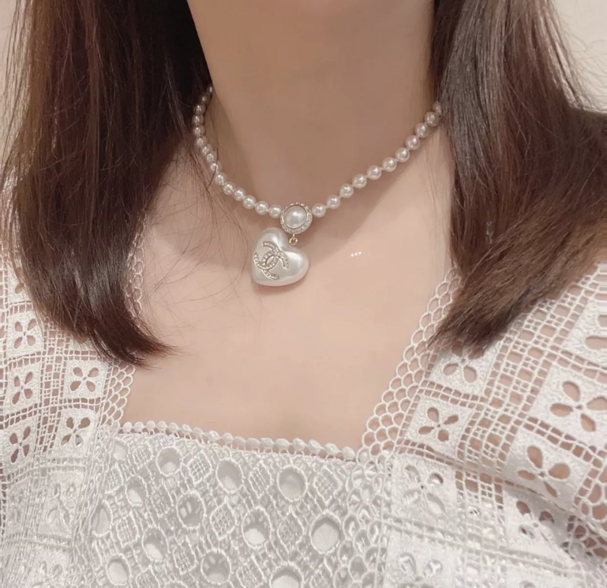 샤넬 진주 하트 펜던트 목걸이 상세 이미지 22