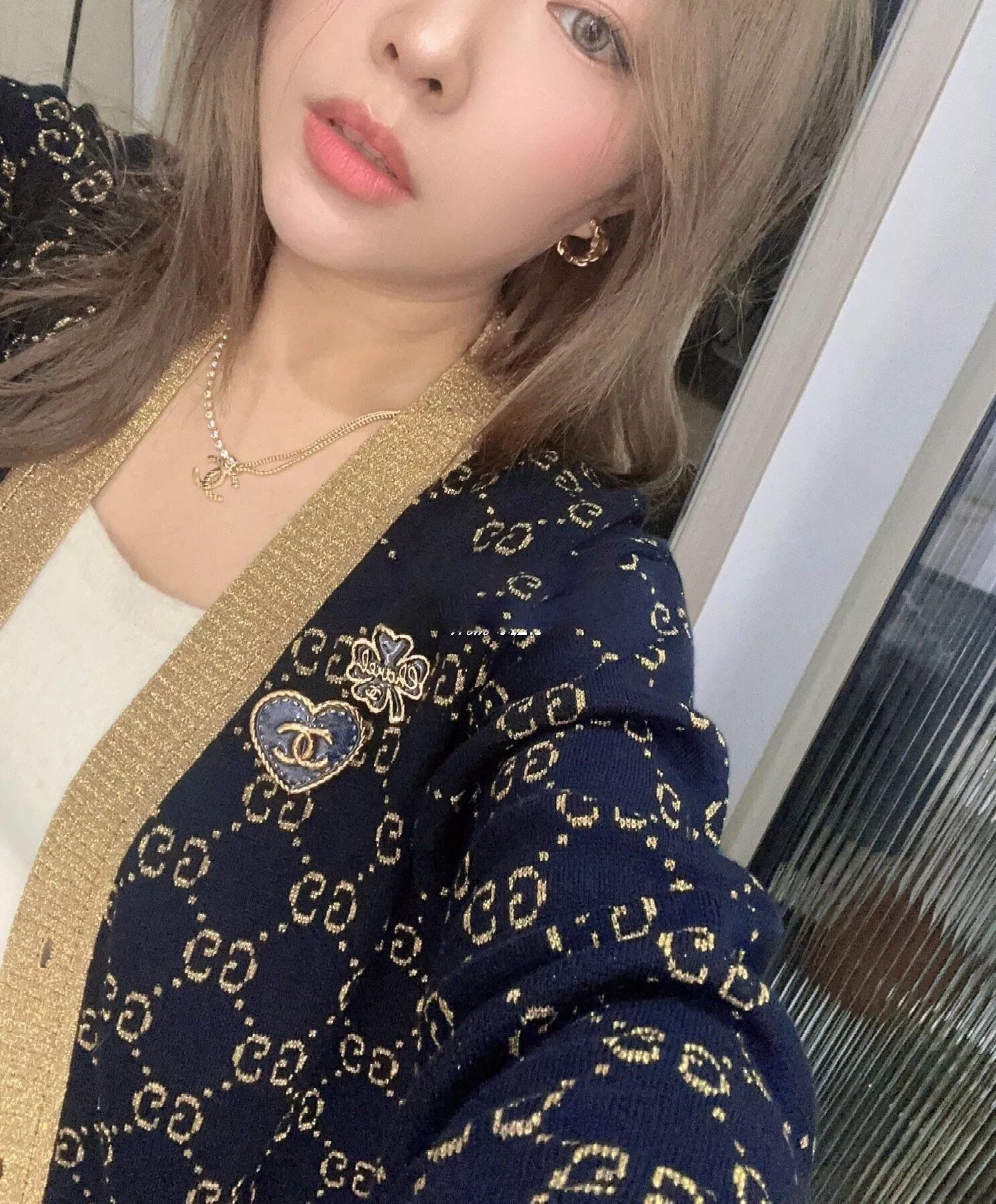 샤넬 더블 레이어 라인스톤 체인 CC 로고 목걸이 상세 이미지 19