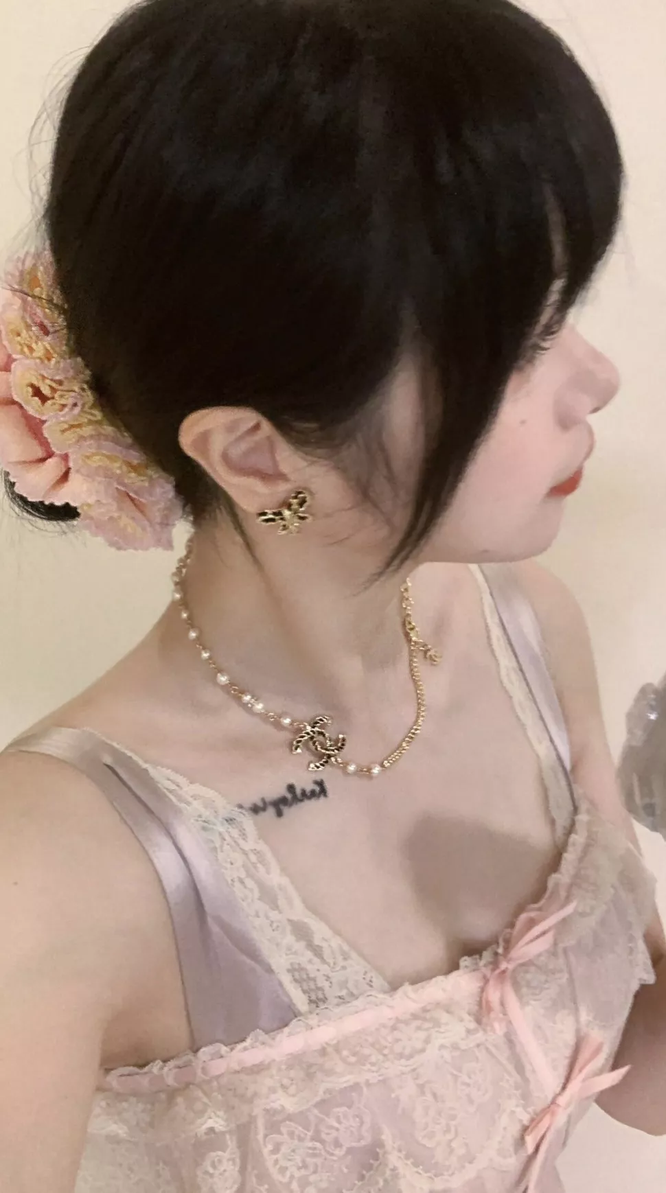 샤넬 진주 장식 가죽 체인 더블C 목걸이 상세 이미지 10