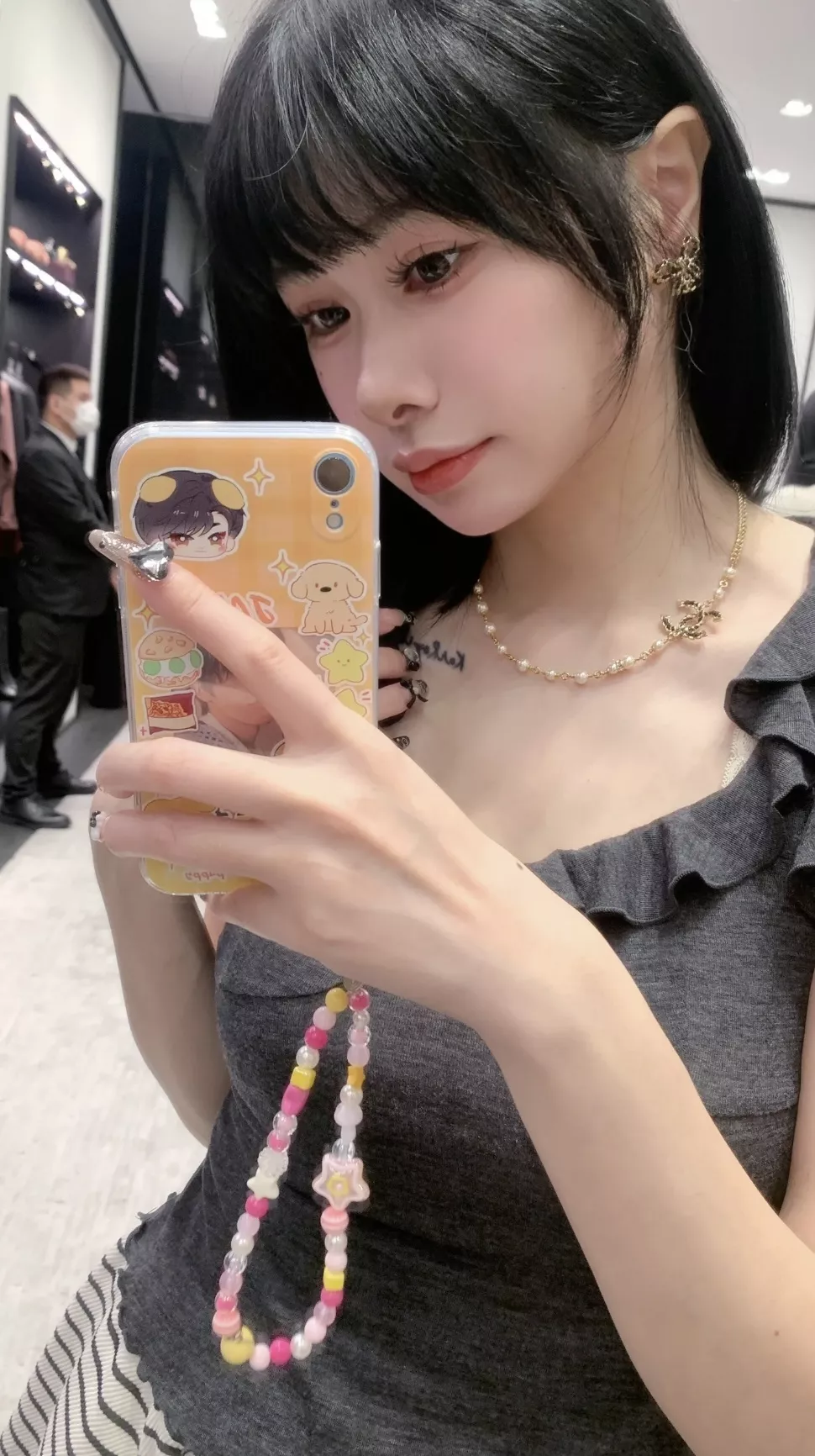 샤넬 진주 장식 가죽 체인 더블C 목걸이 상세 이미지 12