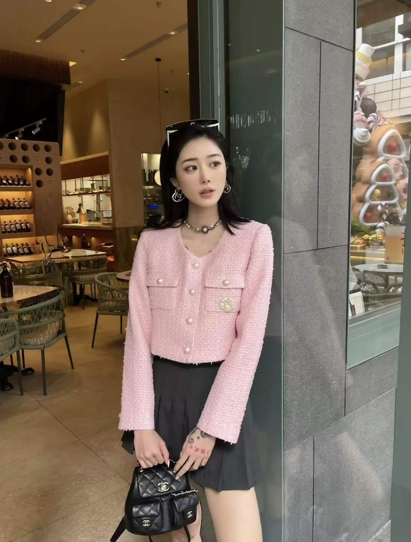 샤넬 진주 더블 체인 CC 로고 플라워 목걸이 상세 이미지 16