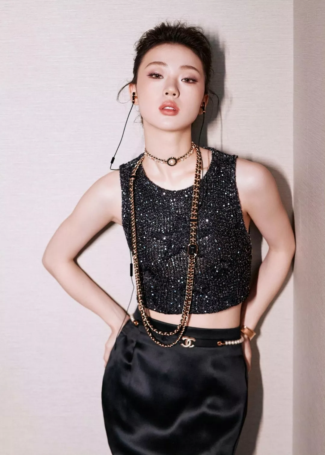 샤넬 진주 더블 체인 CC 로고 플라워 목걸이 상세 이미지 10