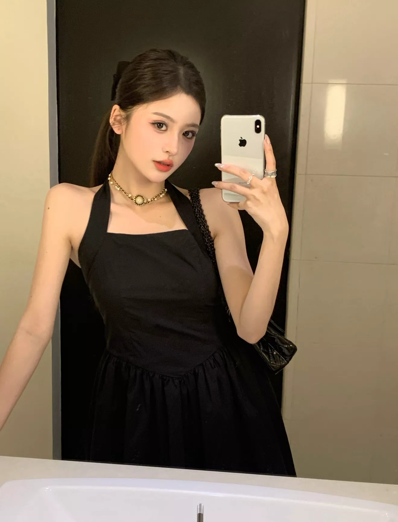 샤넬 진주 더블 체인 CC 로고 플라워 목걸이 상세 이미지 19
