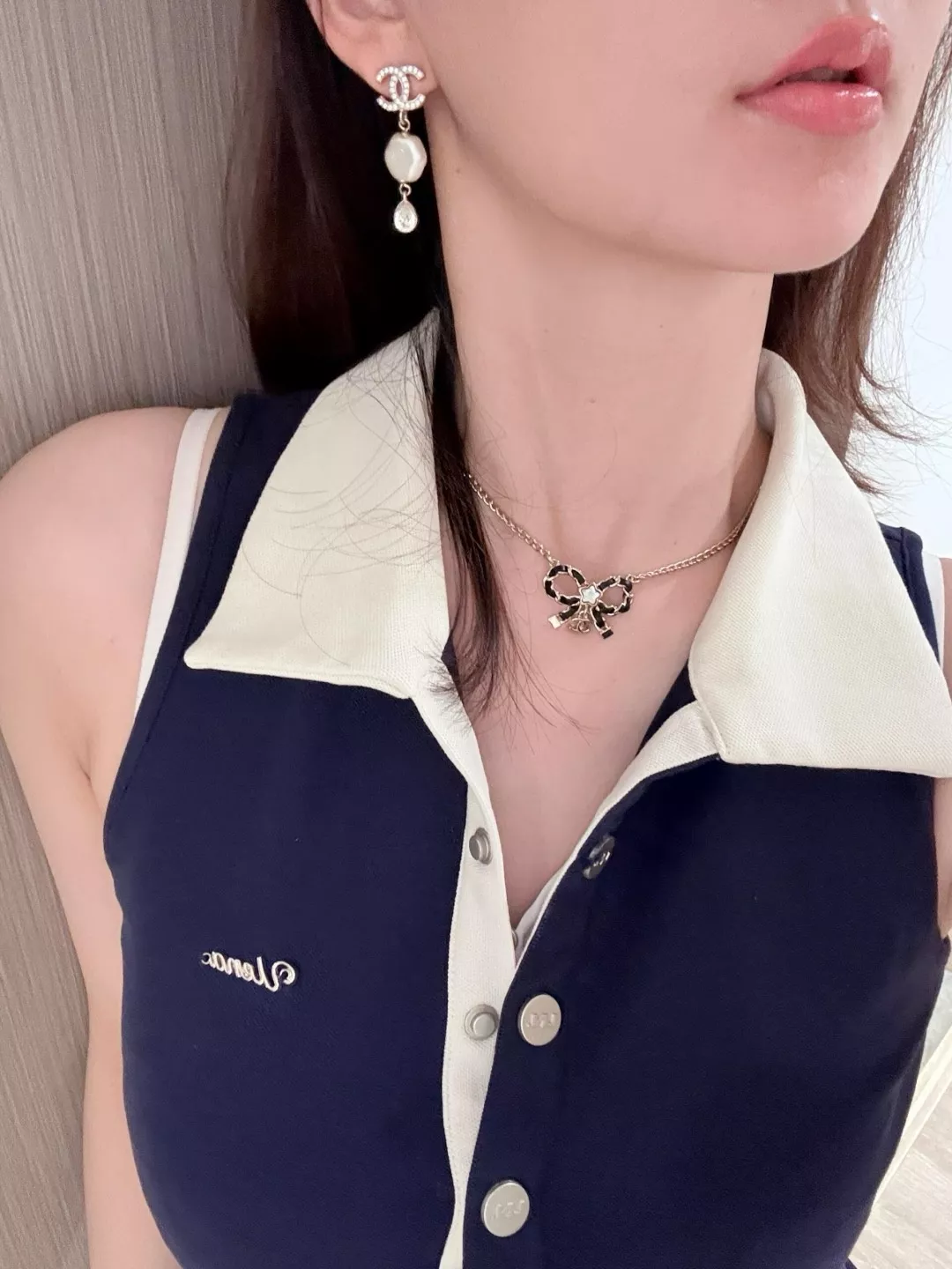 샤넬 더블 C 로고 플라워 드롭 귀걸이 상세 이미지 10