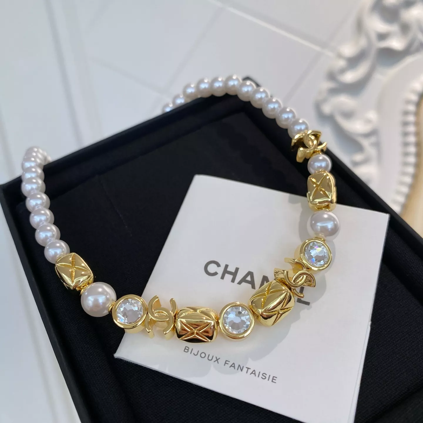 샤넬 빈티지 퀼팅 더블C 진주 목걸이 상세 이미지 2