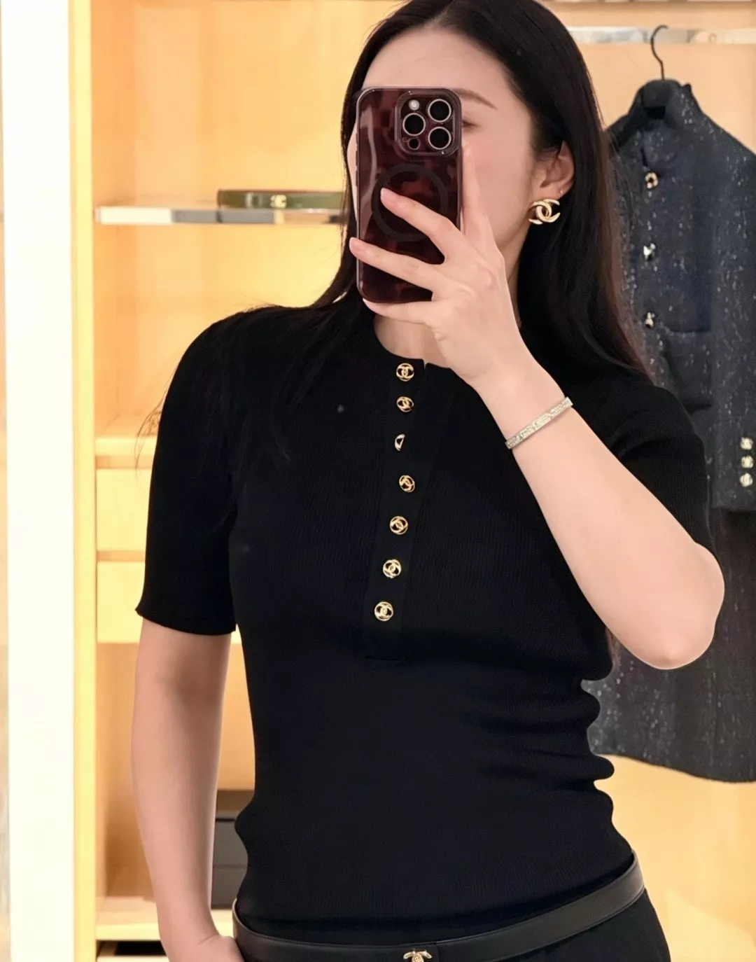 샤넬 더블 C 광면 메탈 이어링 상세 이미지 11