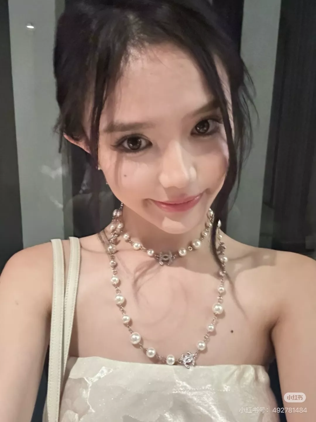 샤넬 진주 더블 C 로고 롱 체인 목걸이 상세 이미지 48