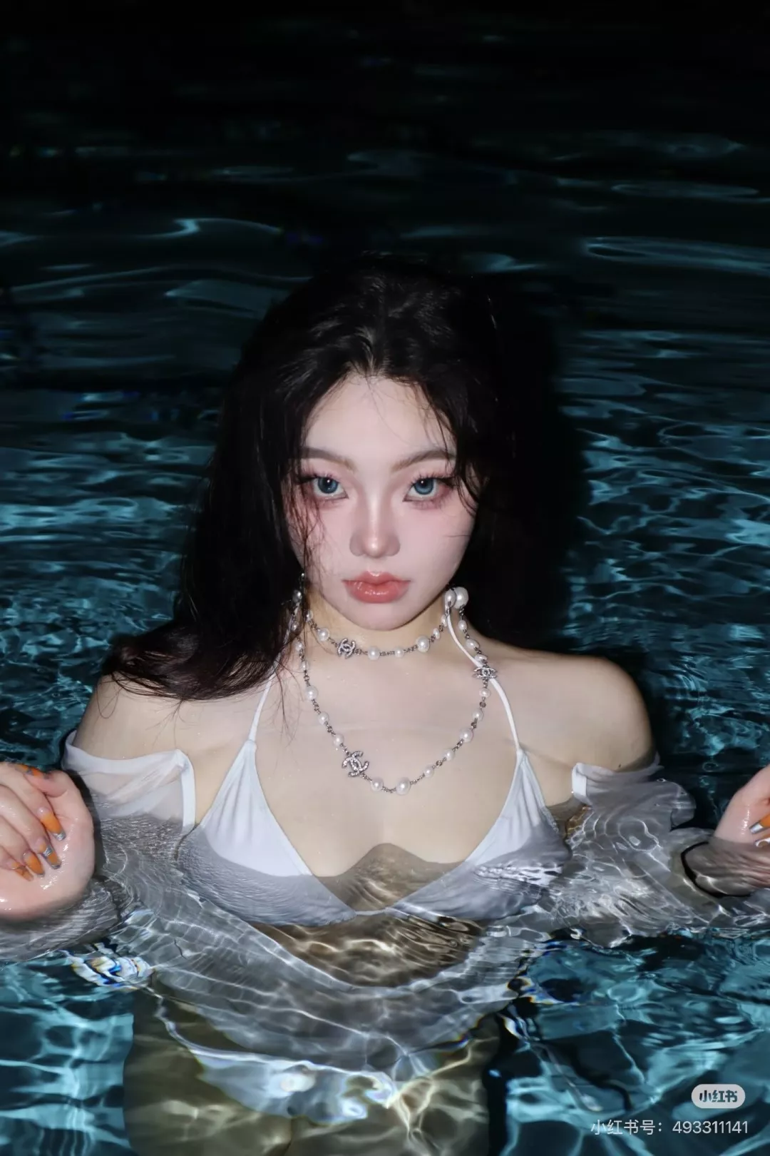 샤넬 진주 더블 C 로고 롱 체인 목걸이 상세 이미지 35