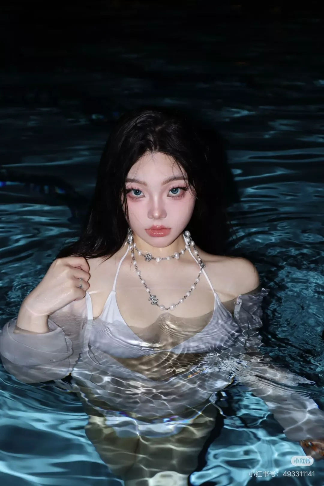 샤넬 진주 더블 C 로고 롱 체인 목걸이 상세 이미지 36