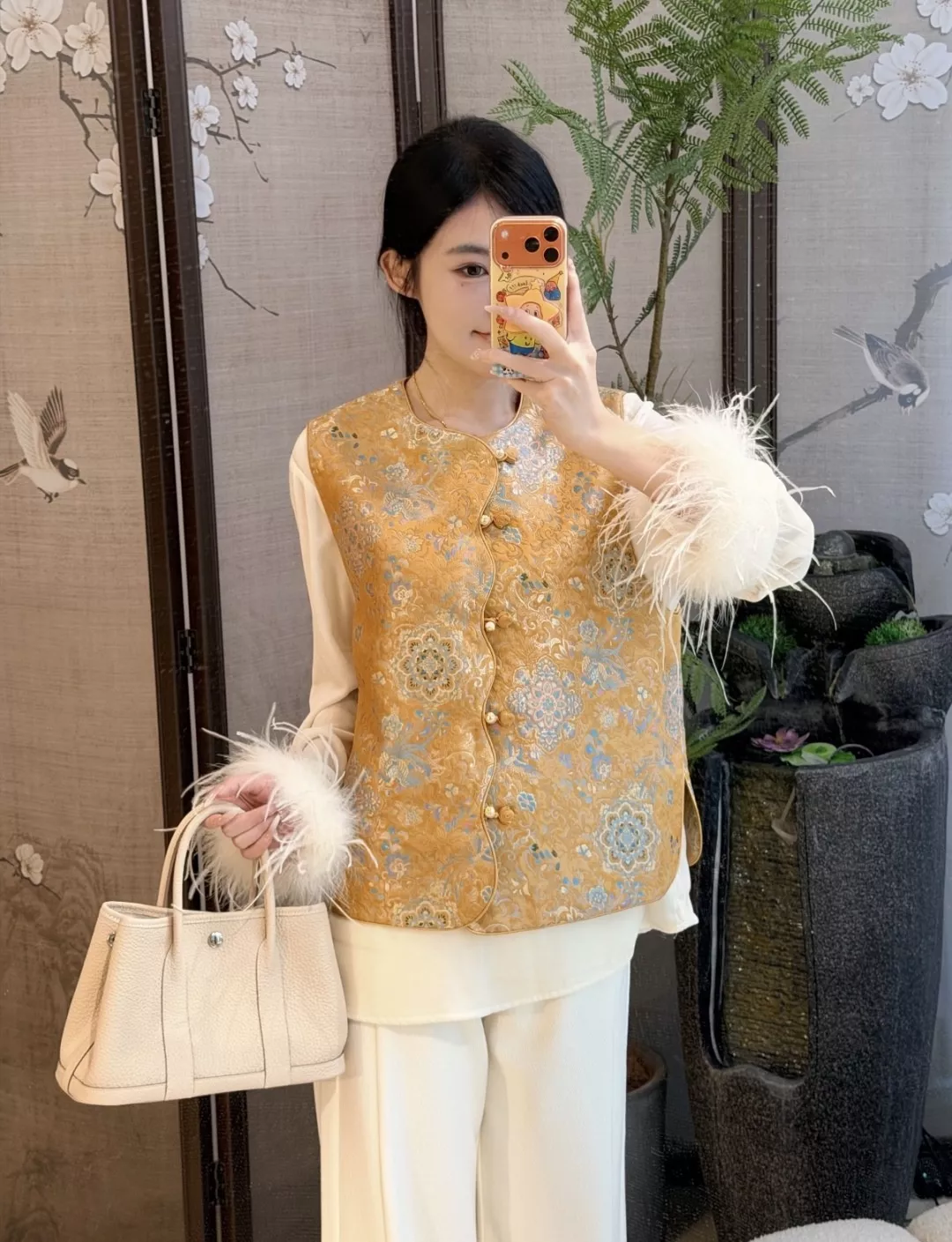에르메스 네곤다 가죽 배색 미니 가든 토트백 상세 이미지 100