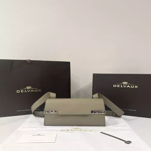 델보 템페테 시티 코끼리그레이 가죽 바게트백