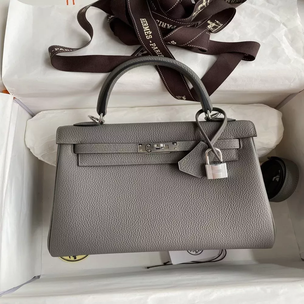 에르메스 켈리 25cm 수입 카프스킨 은장 토트백