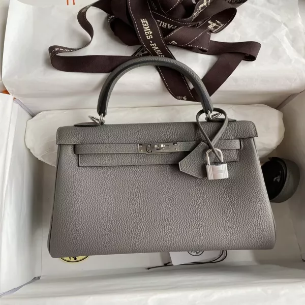 에르메스 켈리 25cm 수입 카프스킨 은장 토트백