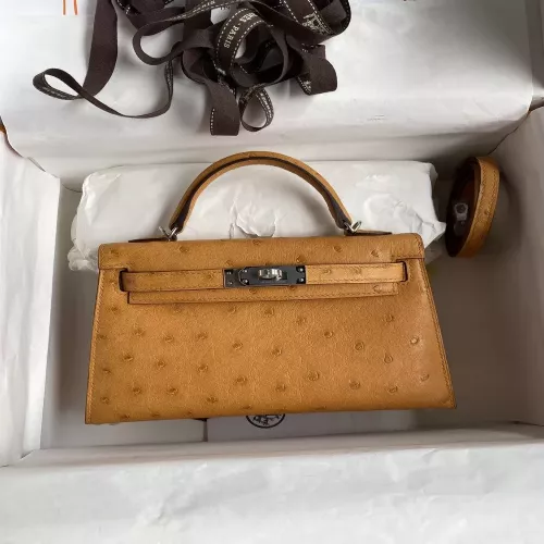에르메스 미니 켈리 19cm 오스트리치 은장 토트백