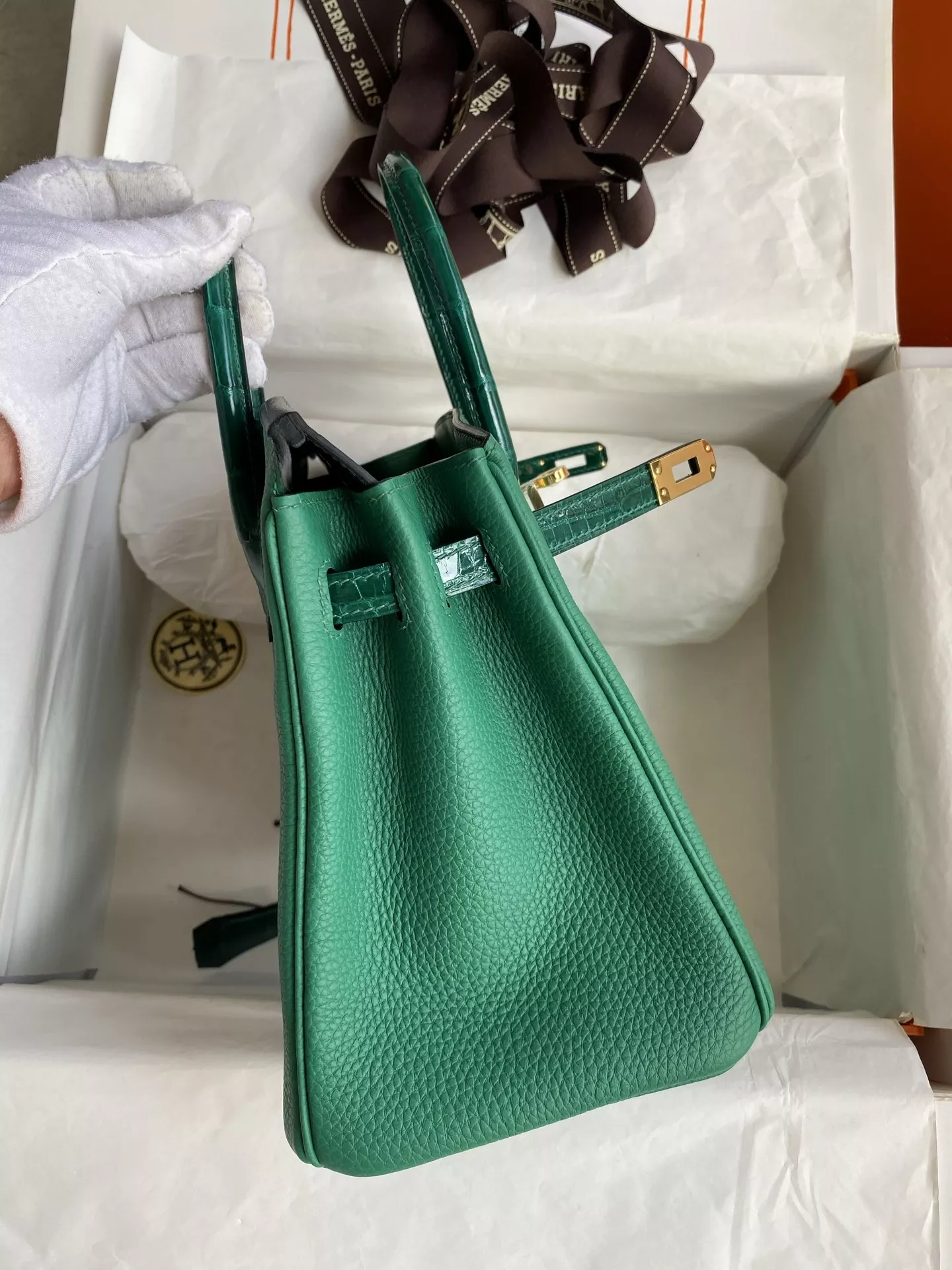 에르메스 터치 악어가죽 카프스킨 25cm 토트백 상세 이미지 5