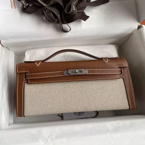 에르메스 미니 켈리 1세대 새들가죽 캔버스 클러치