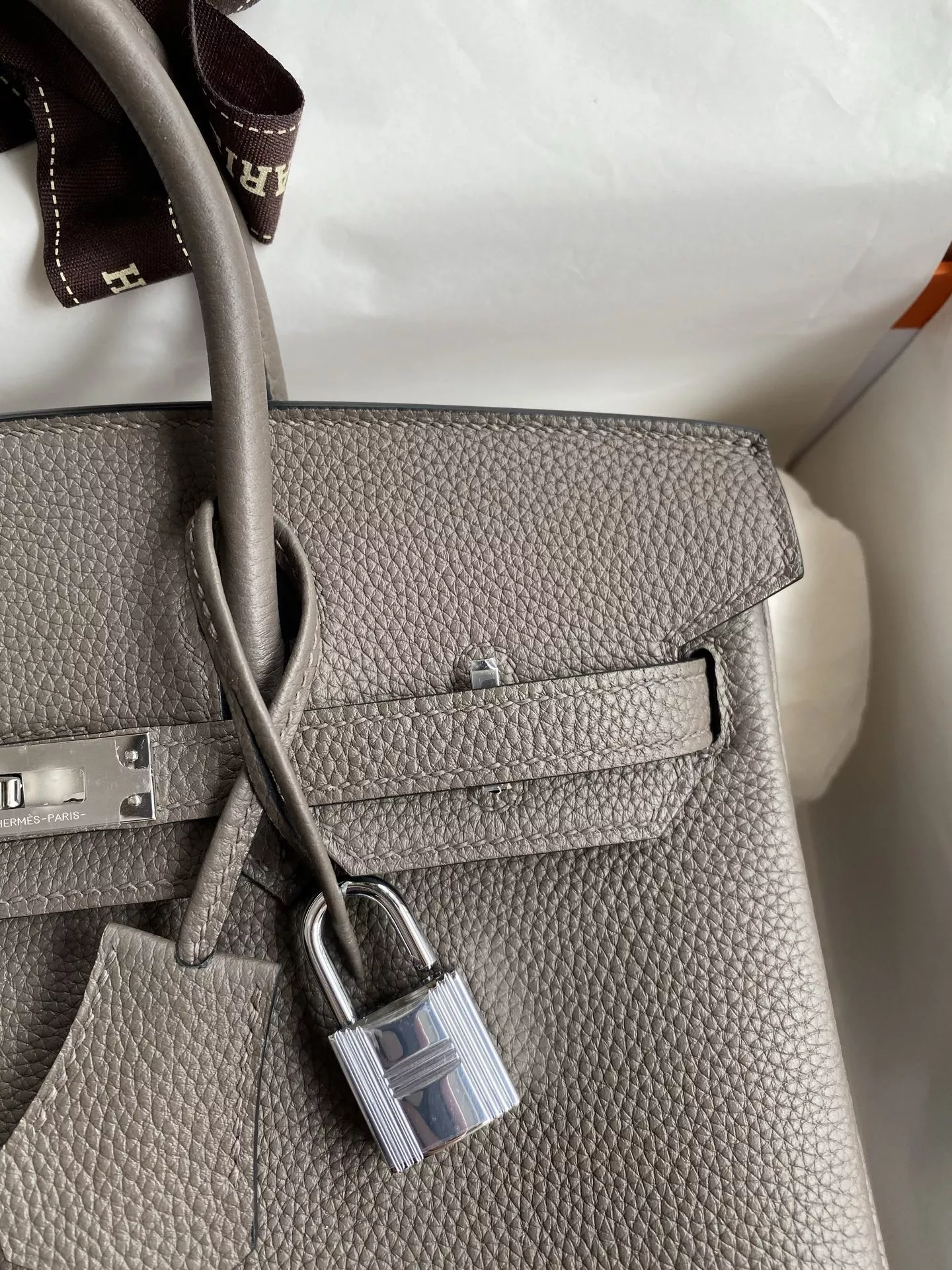 에르메스 토고 가죽 실버 하드웨어 25cm 토트백 상세 이미지 3