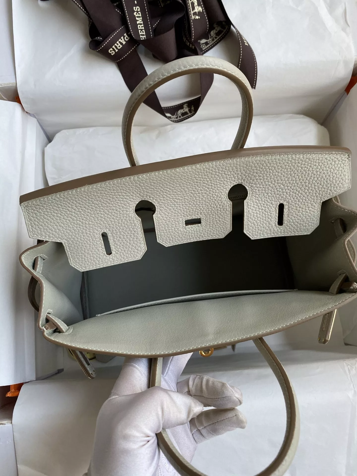에르메스 토고 가죽 진주그레이 25cm 토트백 상세 이미지 7