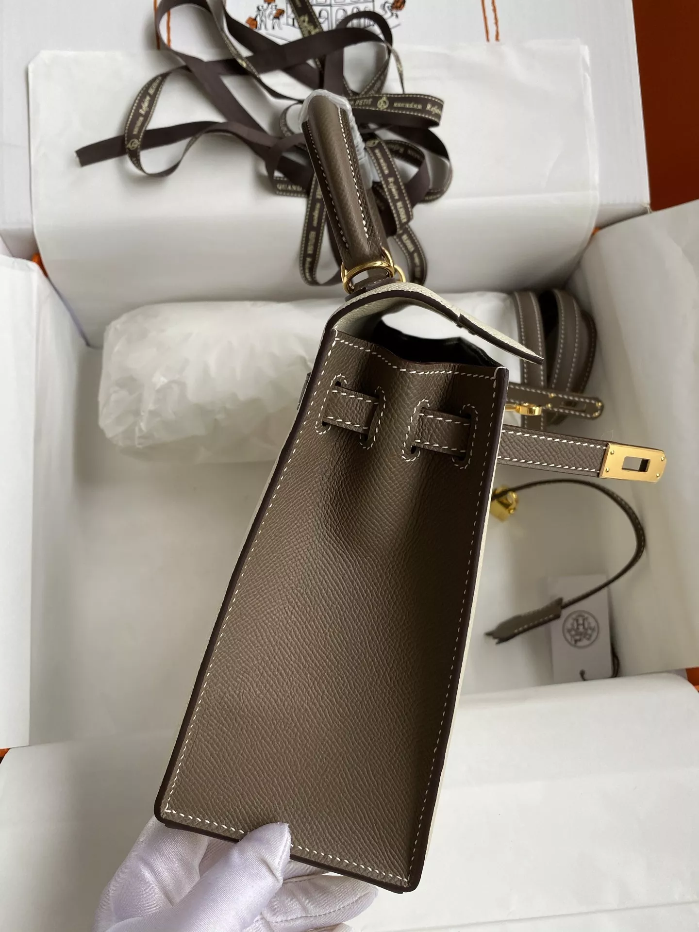 에르메스 켈리 25cm 앱송 가죽 토트백 상세 이미지 5