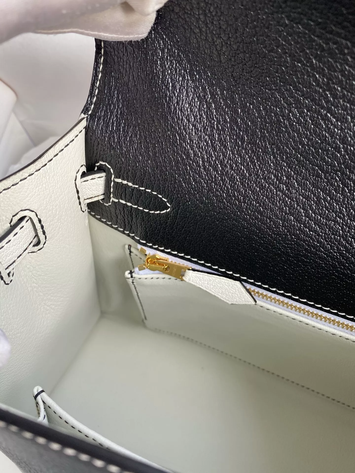에르메스 켈리 25cm 배색 산양가죽 토트백 상세 이미지 9