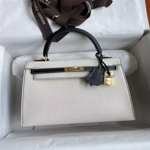 에르메스 켈리 25cm 산양가죽 배색 토트백