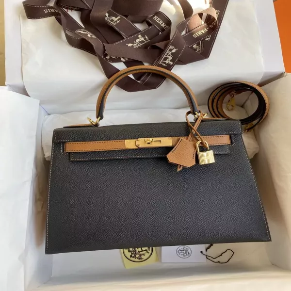 에르메스 켈리 28cm 엡송 가죽 투톤 토트백
