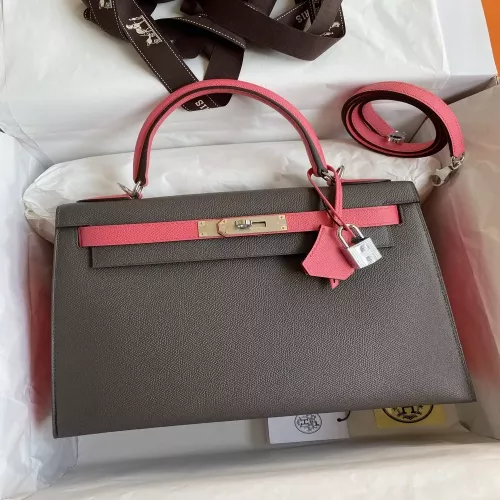 에르메스 켈리 28cm 엡송 가죽 배색 토트백
