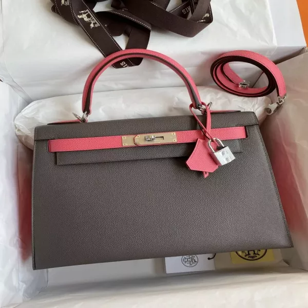 에르메스 켈리 28cm 엡송 가죽 배색 토트백