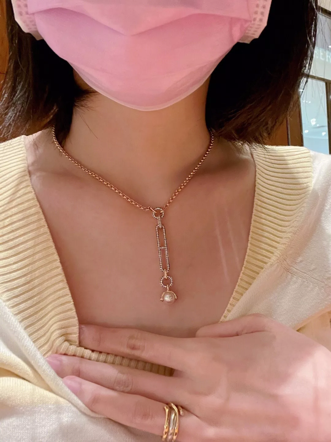 에르메스 아코야 진주 체인 펜던트 목걸이 상세 이미지 9