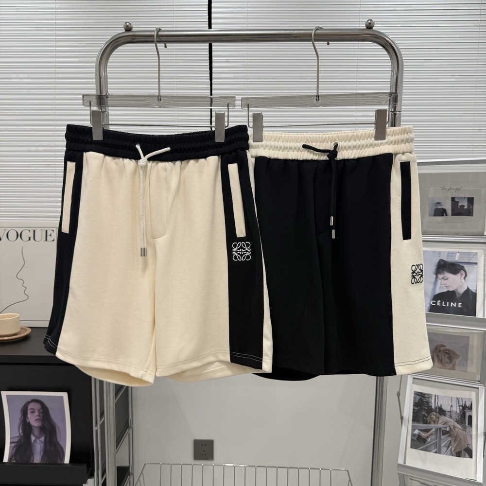 로에베 로고 자수 배색 코튼 쇼트 팬츠