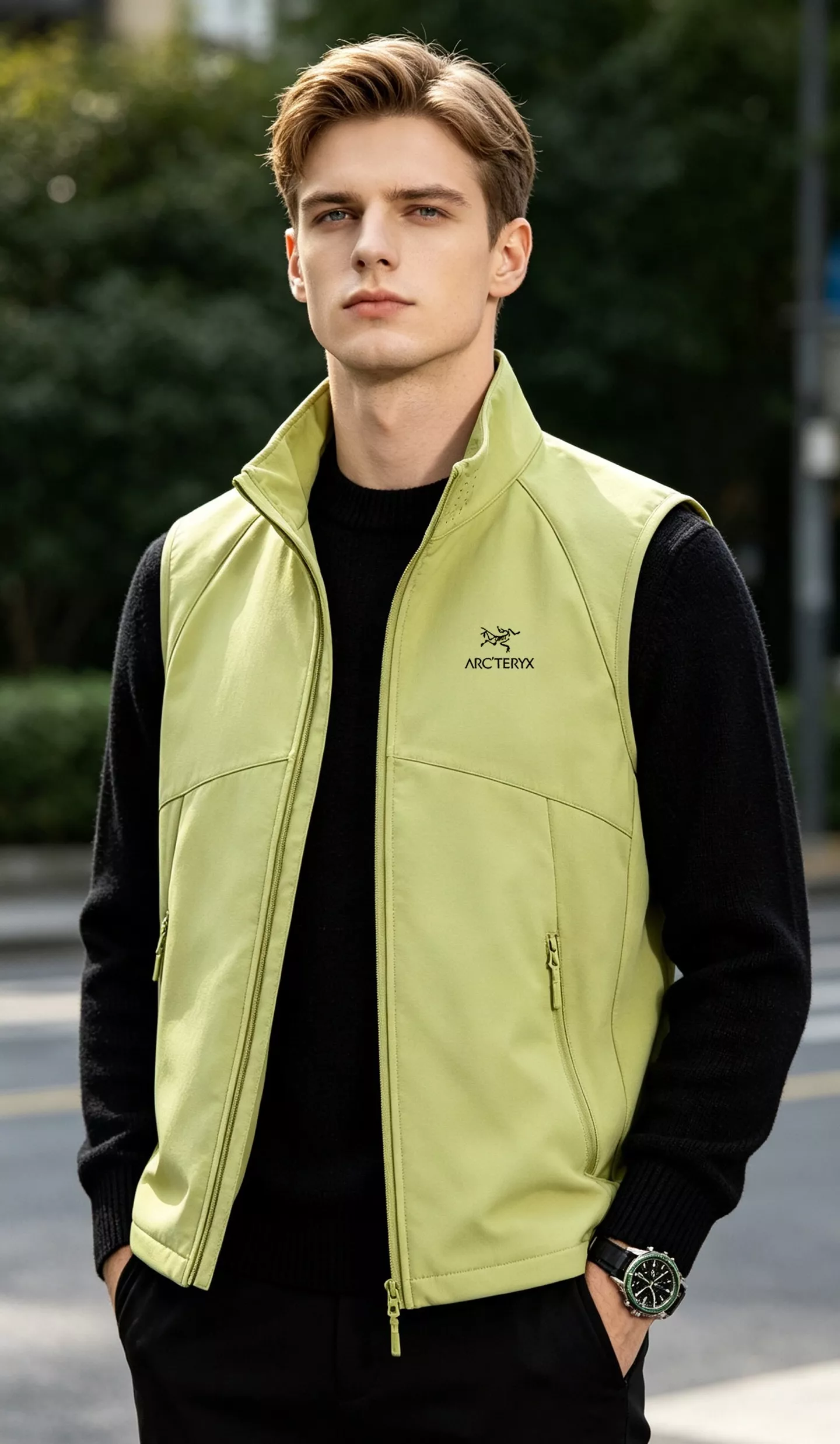 아크테릭스 배색 기능성 스탠드칼라 집업 조끼 상세 이미지 12