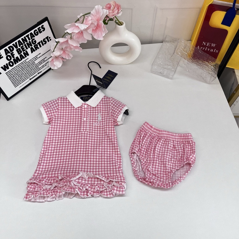 랄프로렌 체크 폴로 카라 원피스 쇼츠 세트
