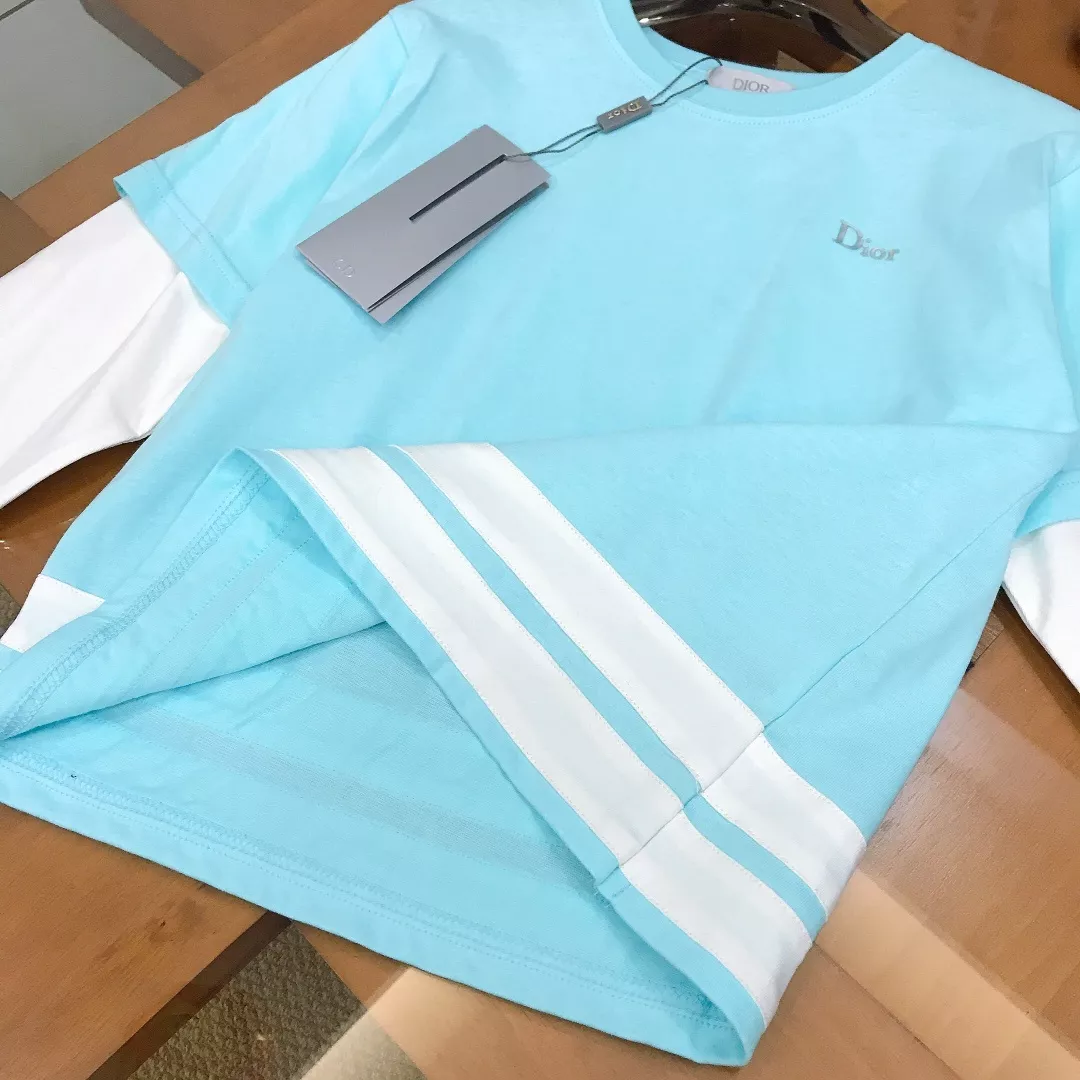 디올 레이어드 스트라이프 밑단 코튼 긴소매 티셔츠 상세 이미지 7