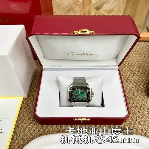 까르띠에 산토스 42mm 스틸 그린 다이얼 손목시계