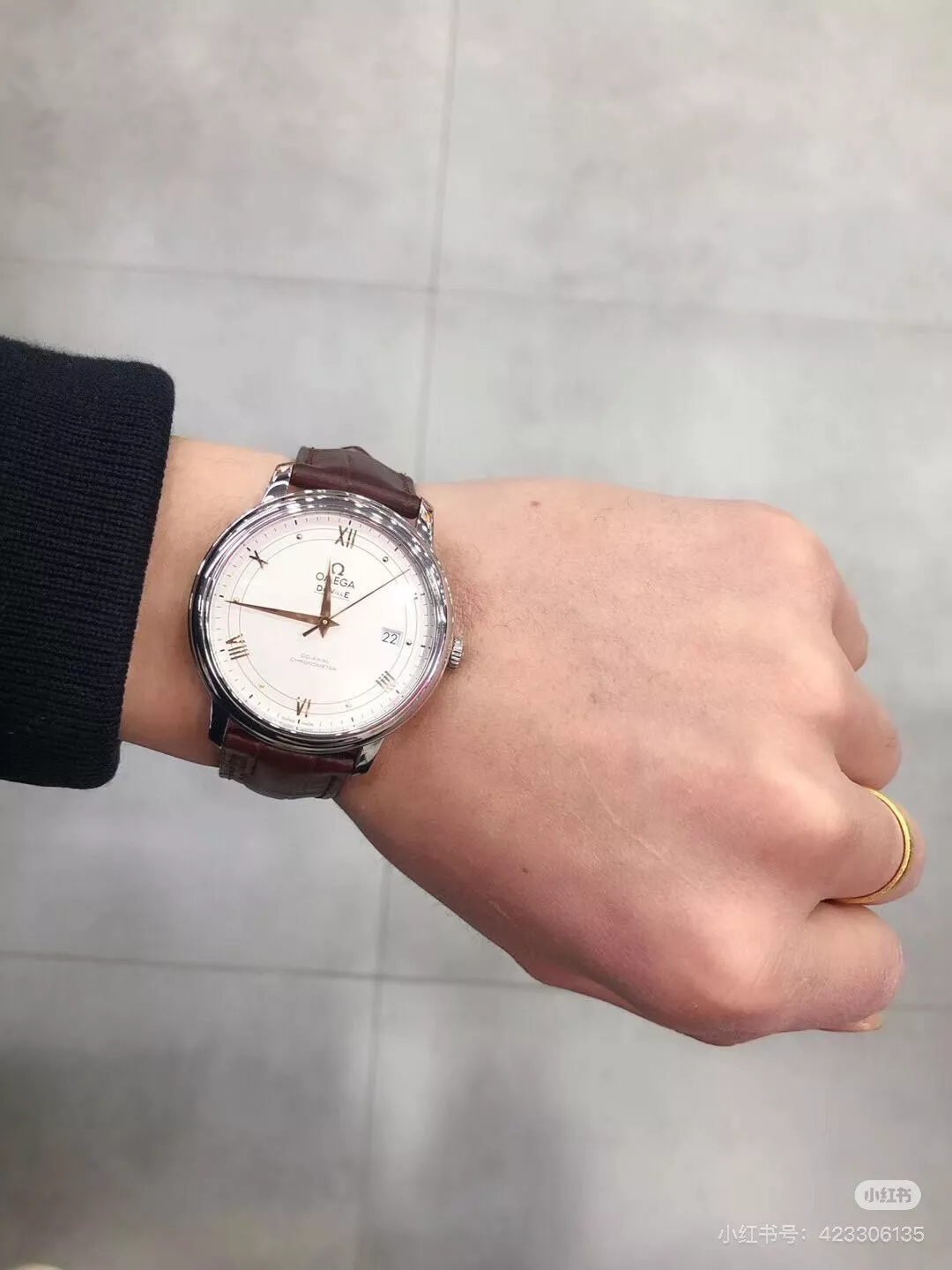오메가 드빌 40mm 브라운 가죽 기계식 손목시계 상세 이미지 15