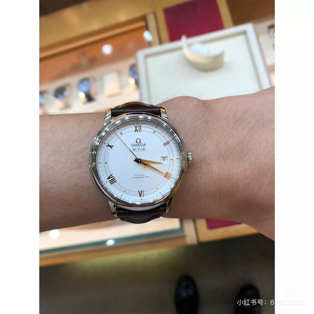 오메가 드빌 40mm 브라운 가죽 기계식 손목시계 상세 이미지 12